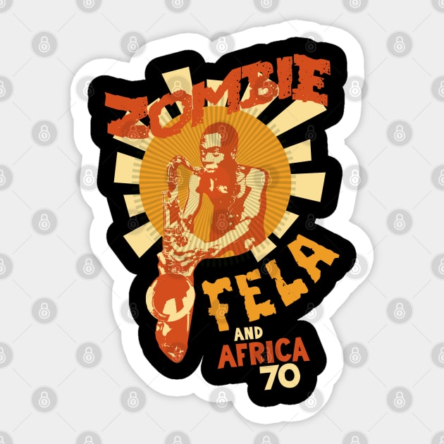 Fela Kuti's 'Zombie' Album Tribute: Psychedelic Afrobeat Illustration Sticker by Boogosh